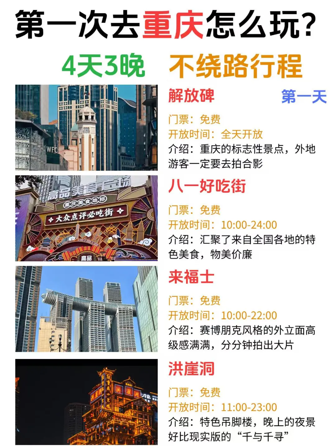 重庆四天三夜旅游攻略📌懒人不绕路版🙌