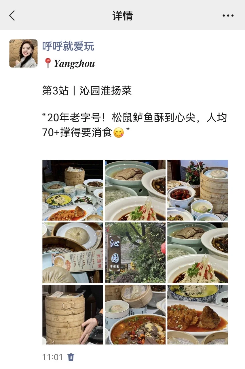 我说至于吗😅这姐去趟扬州发了9条朋友圈