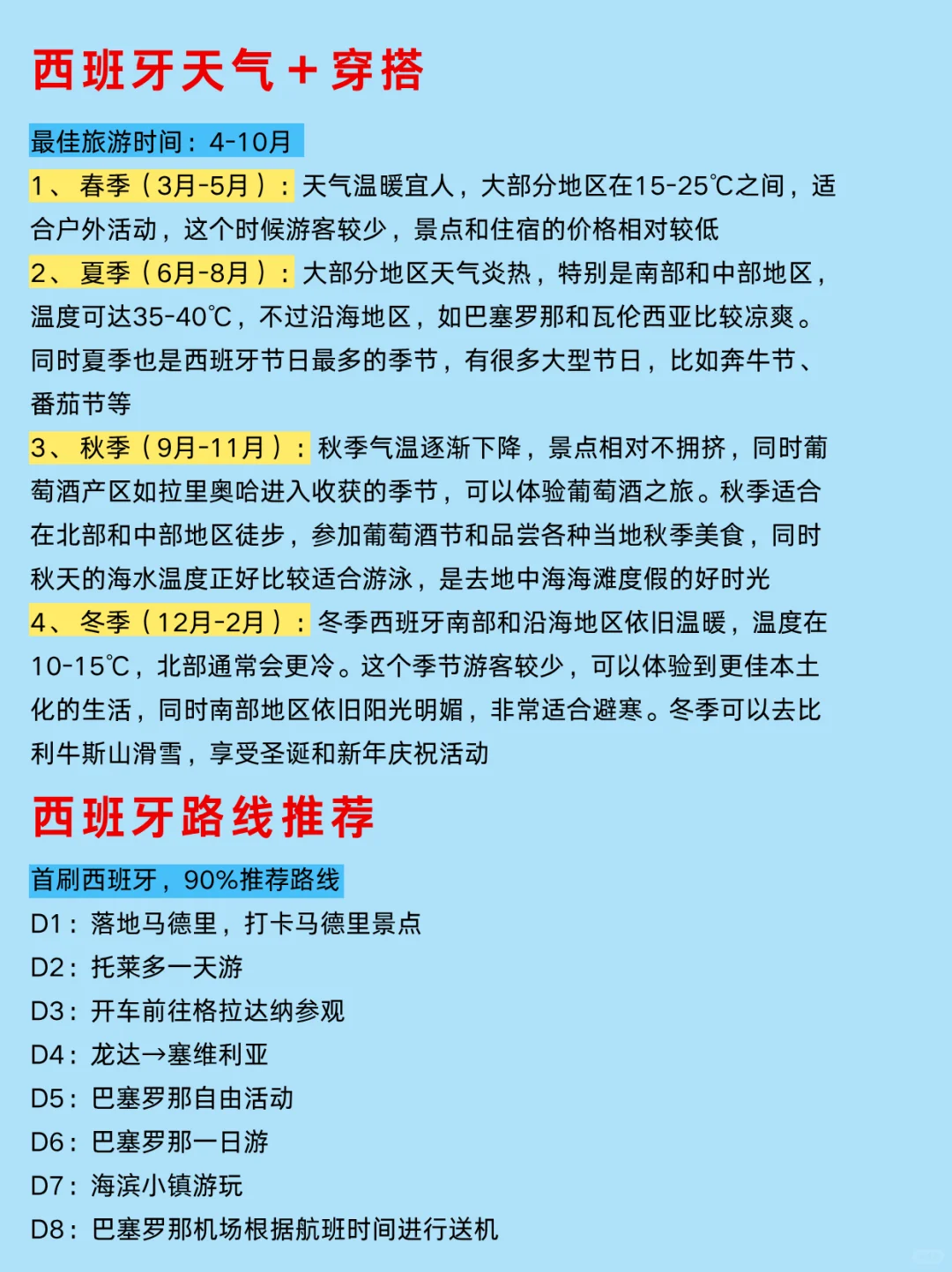 10-12月想去西班牙🇪🇸的姐妹赶紧码住
