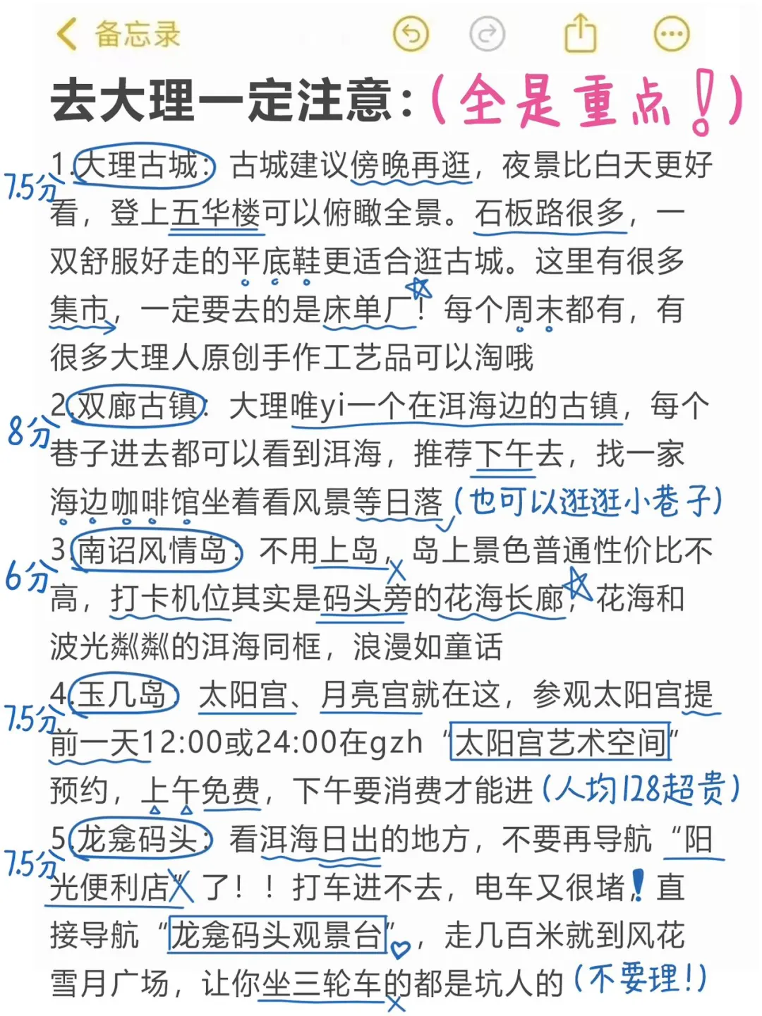 本J人手写的大理旅游攻略已经next level了