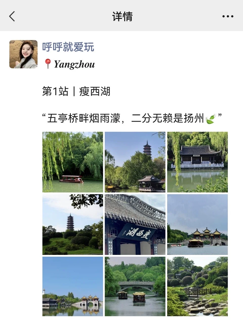 我说至于吗😅这姐去趟扬州发了9条朋友圈