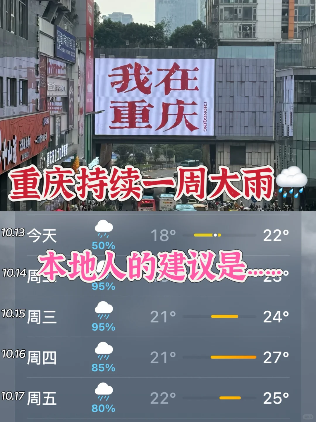 ⚠️重庆持续一周大雨🌧️本地人的建议是...