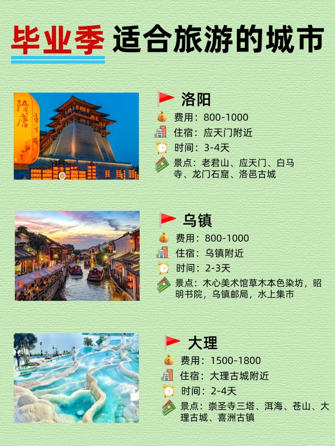 毕业生的毕业旅行一定要去的这些地方 很值