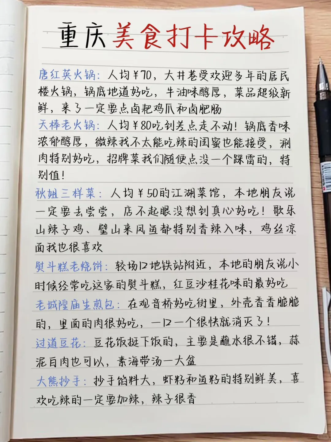 重庆旅游攻略💯熬夜手写的地图攻略🗺️