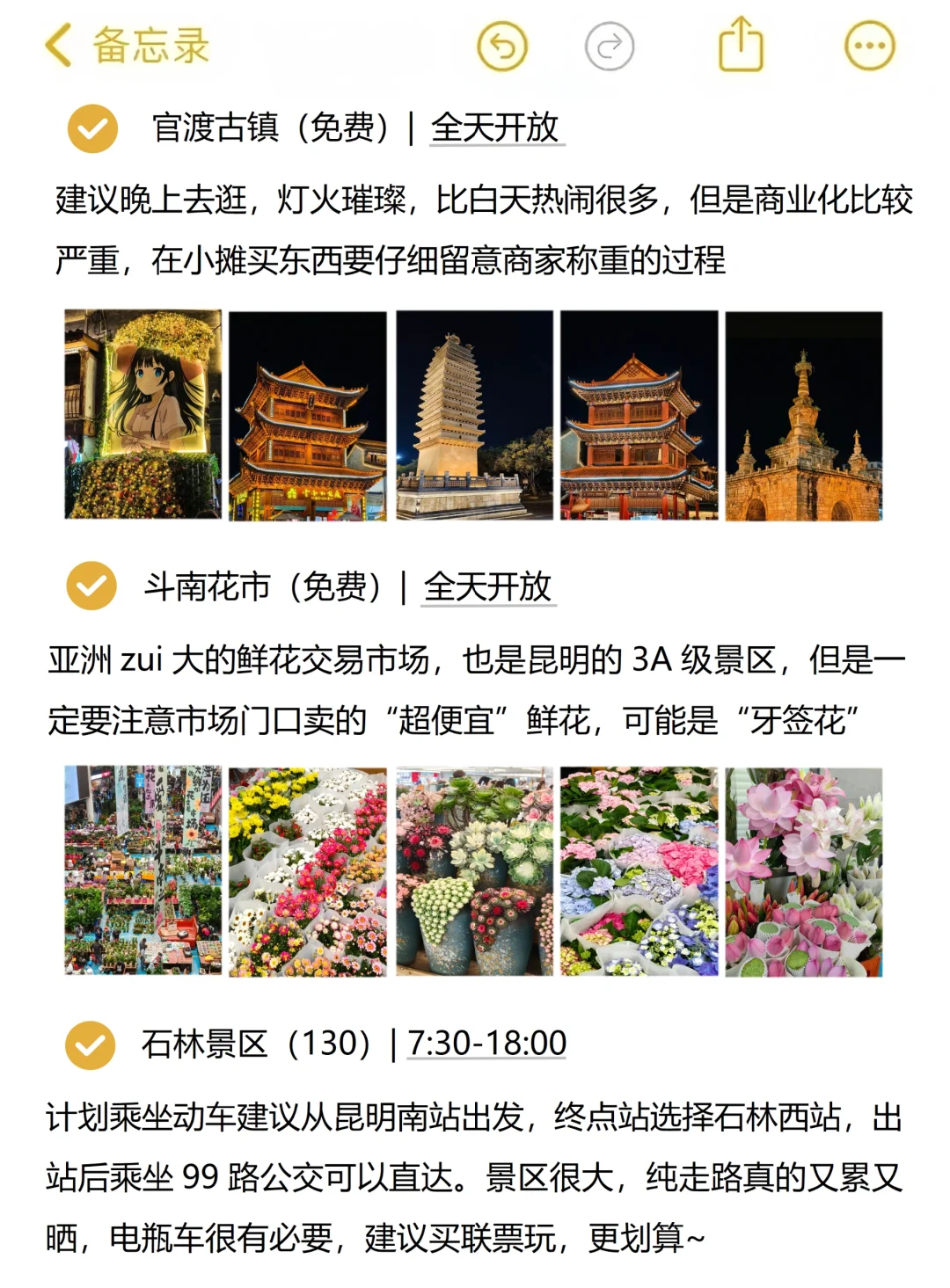 本人对自己做的云南旅游攻略满意到睡不着。