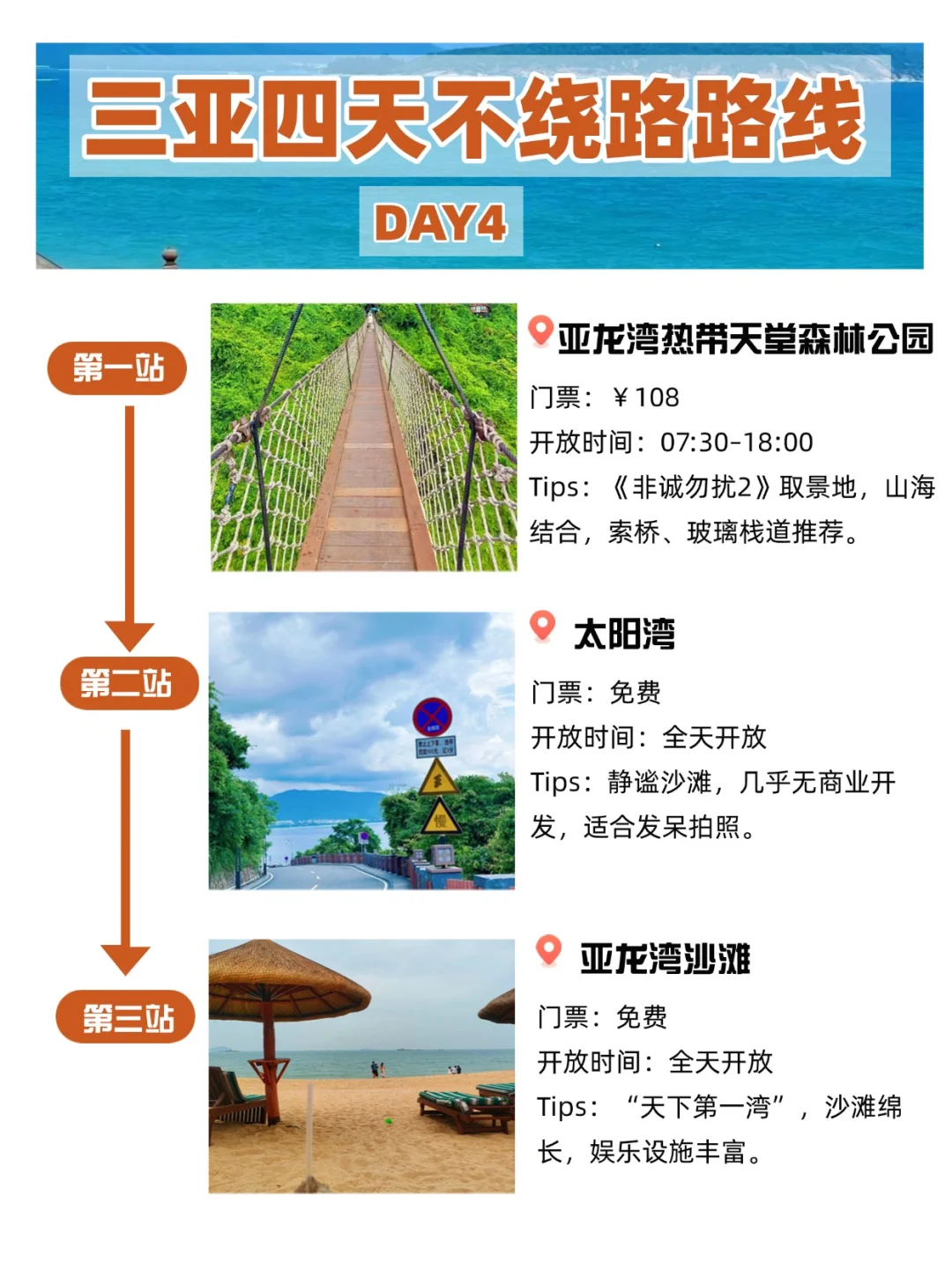 给粉丝们做个三亚旅游攻略，四天不绕路路线