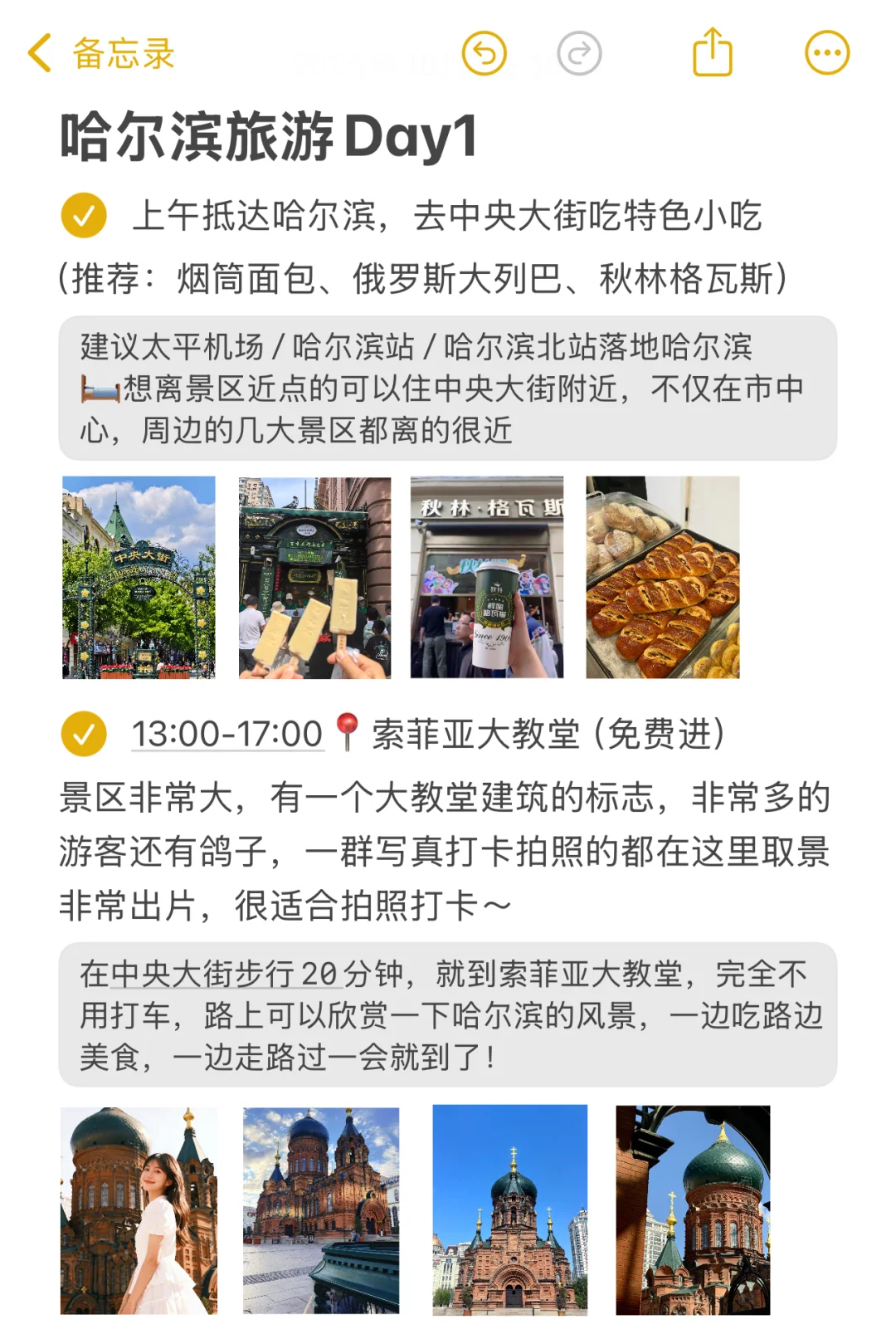 男朋友做的哈尔滨旅游攻略已经next level了