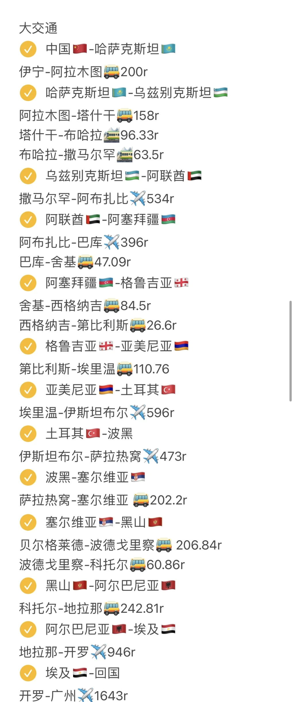 一条超适合大学生穷游的12国路线图‼️
