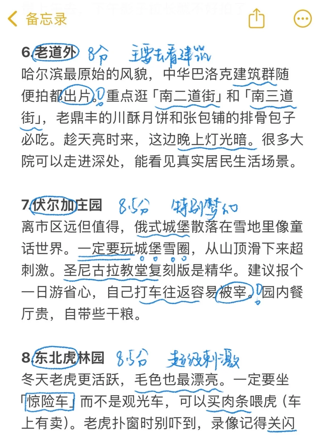 不做攻略别来哈尔滨‼️J人手写哈尔滨攻略