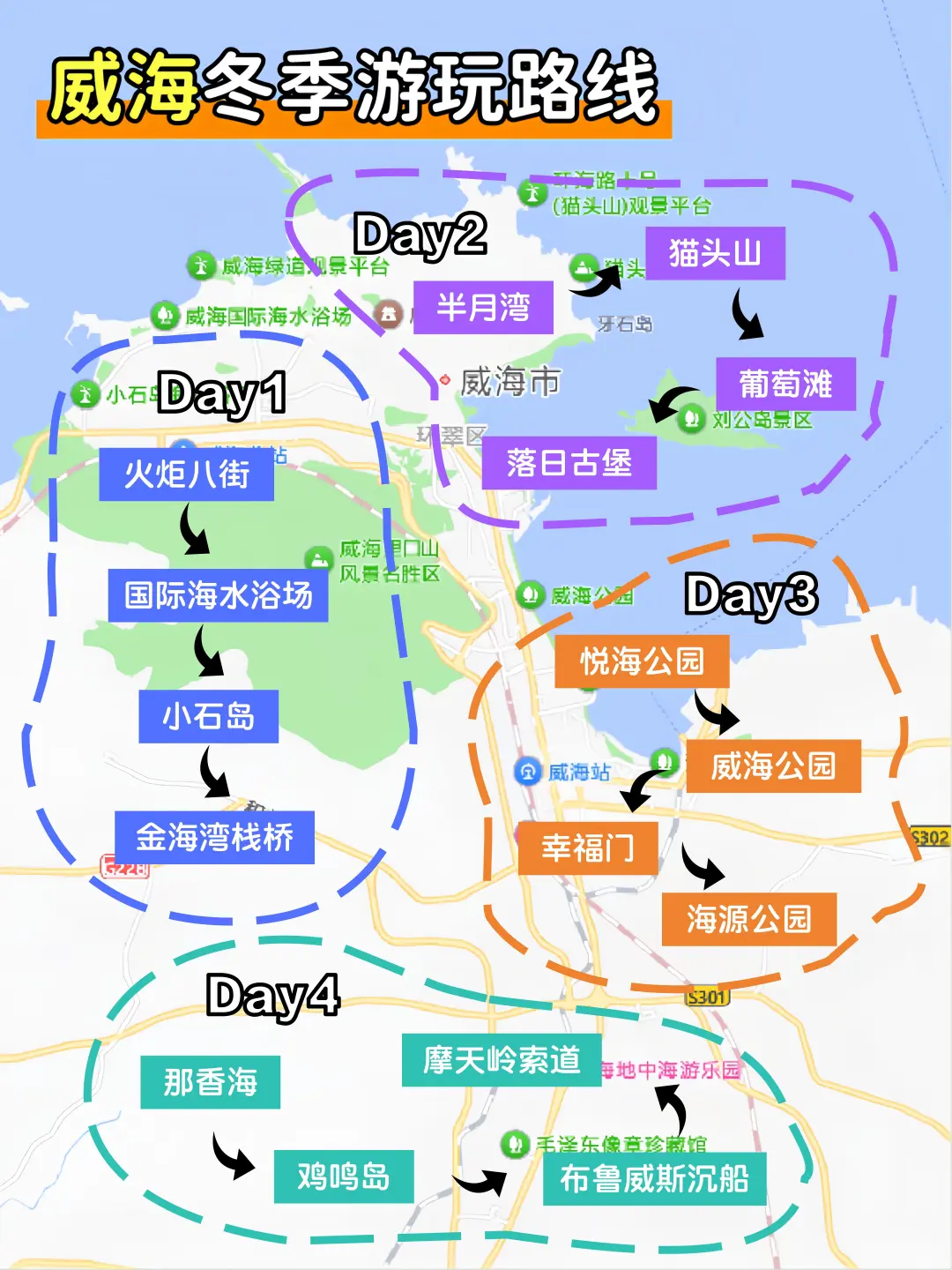 威海旅游攻略，看这篇就够了❗️（附路线图）