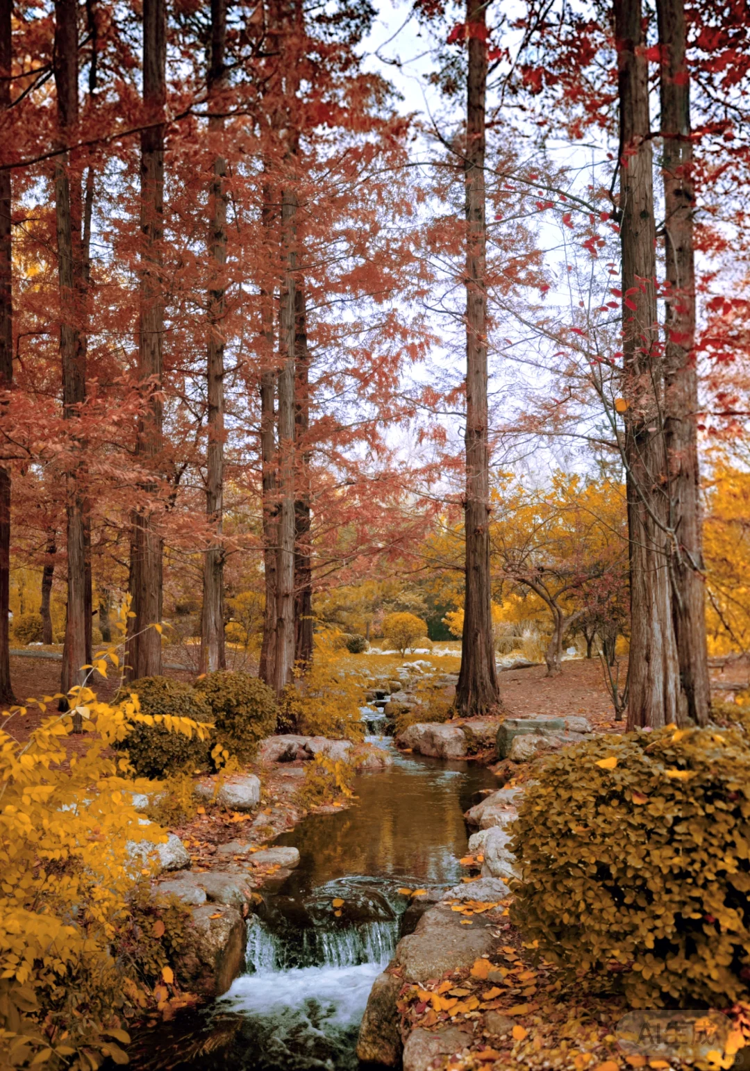晋祠公园的水杉美疯了