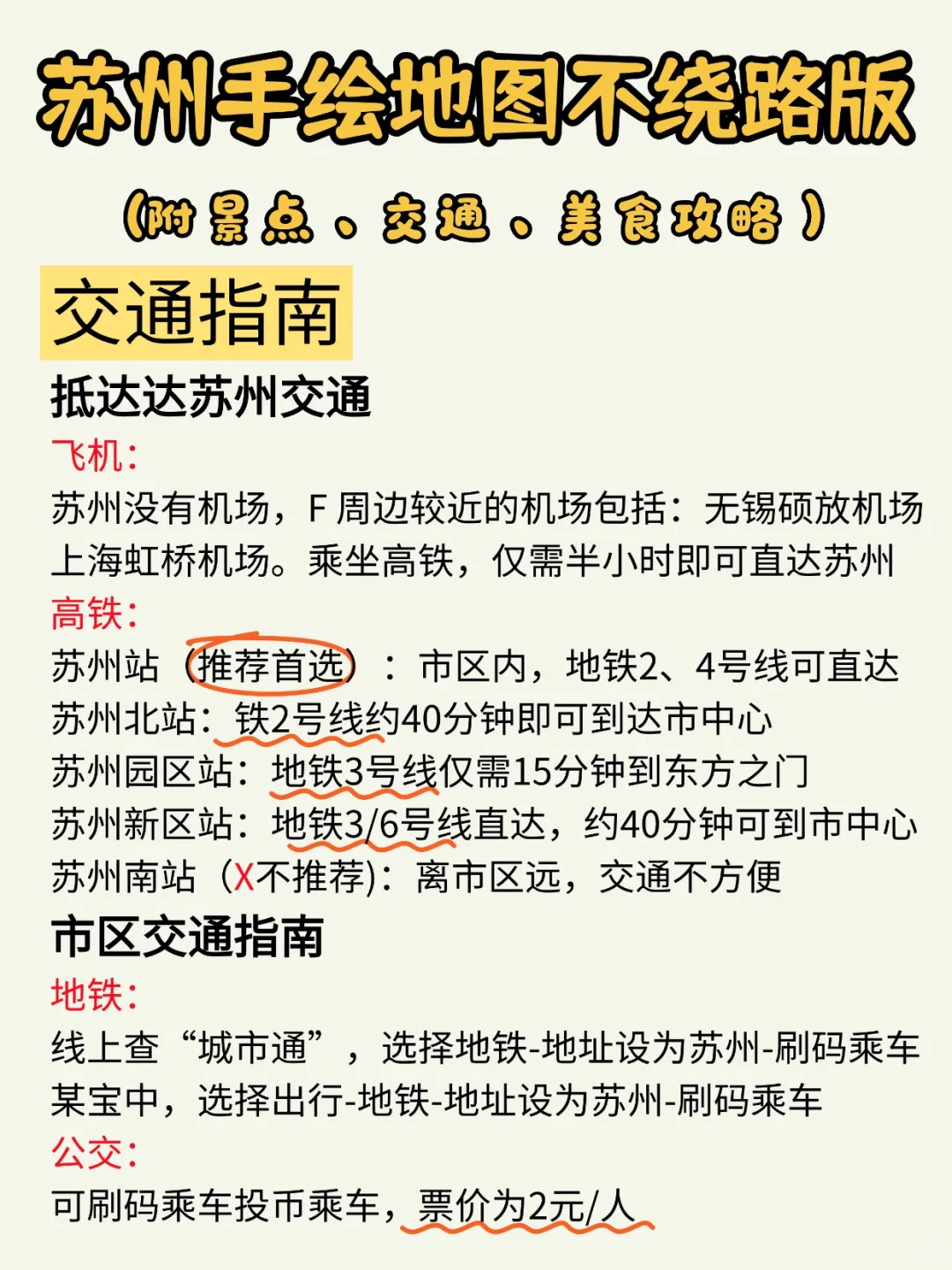 💯苏州旅游手绘地图不绕路版【附攻略】?