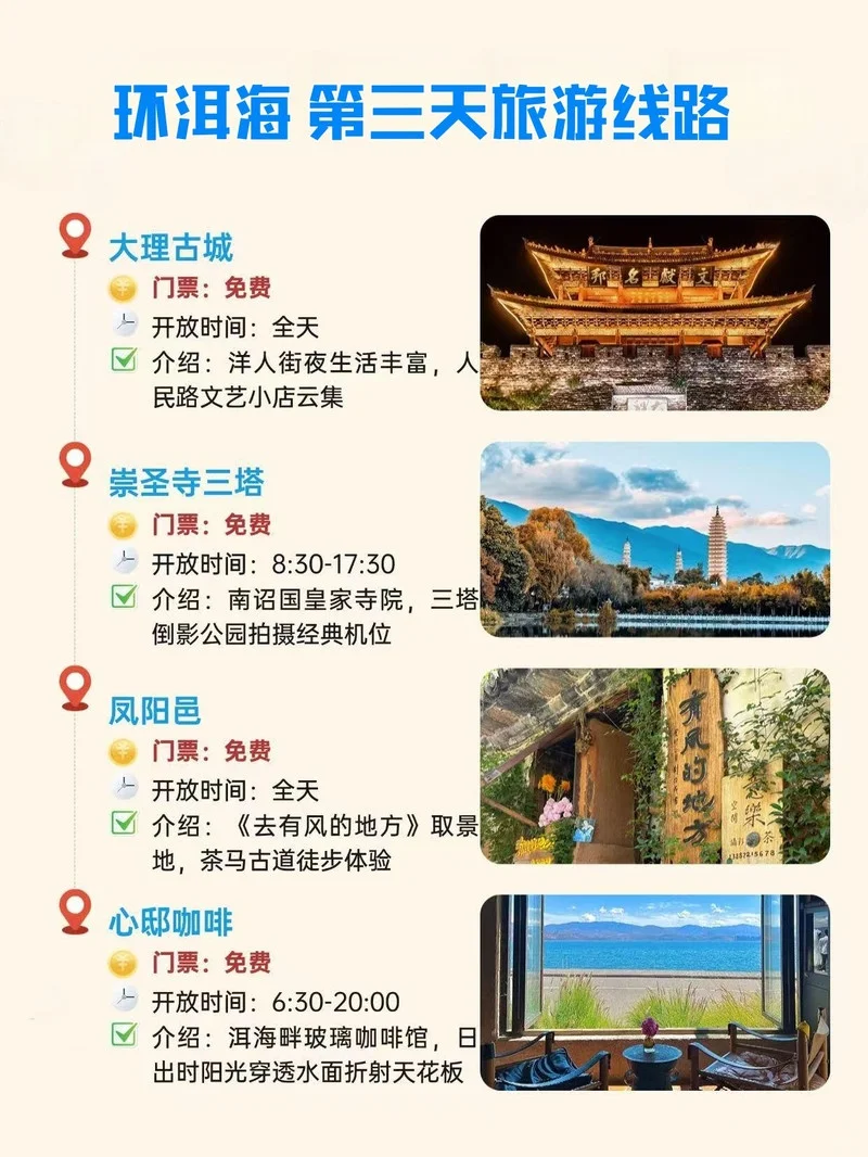大理环洱海保姆级攻略🔥1天玩透不踩雷！
