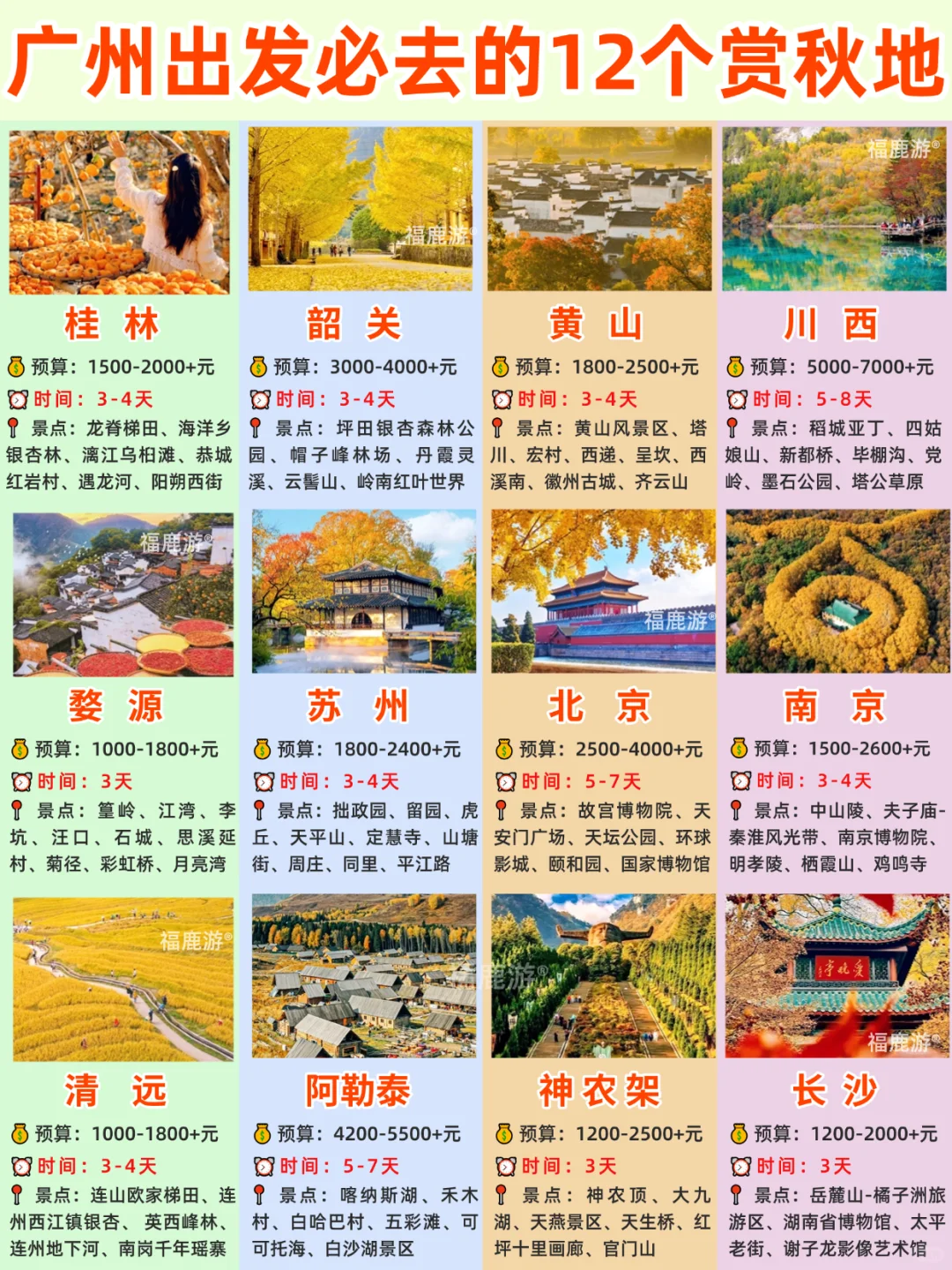 广州出发必去的12个宝藏赏秋地|适合3-5天游