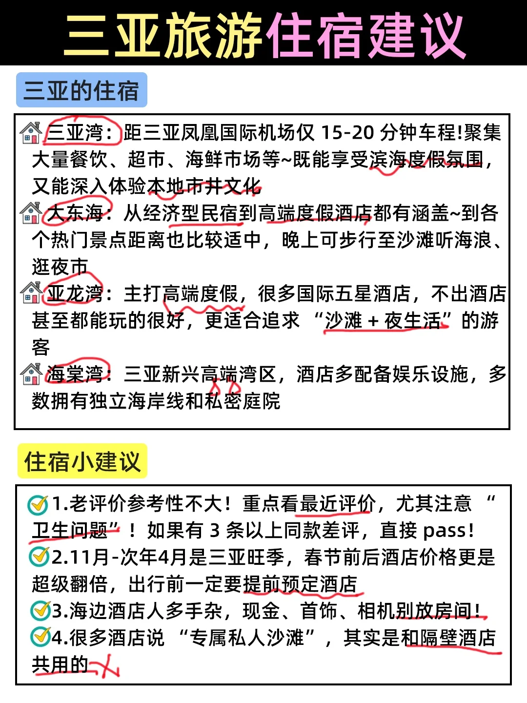 三亚旅游手绘景点地图🗺️一图秒懂❤️