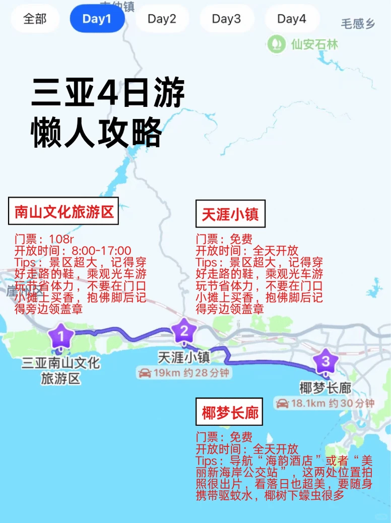 三亚4日游懒人攻略，直接抄作业！！