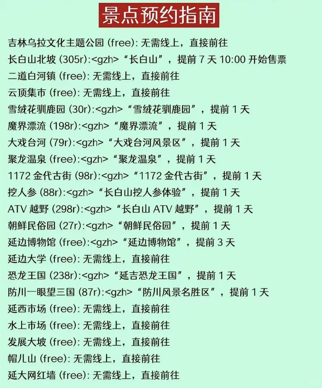 东北游—景点预约版