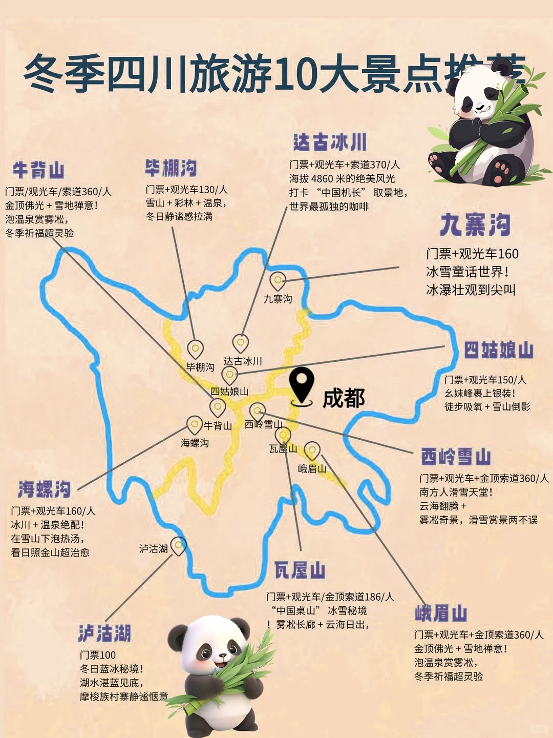 冬季四川10大景点推荐玩雪泡泉冬天美到犯规