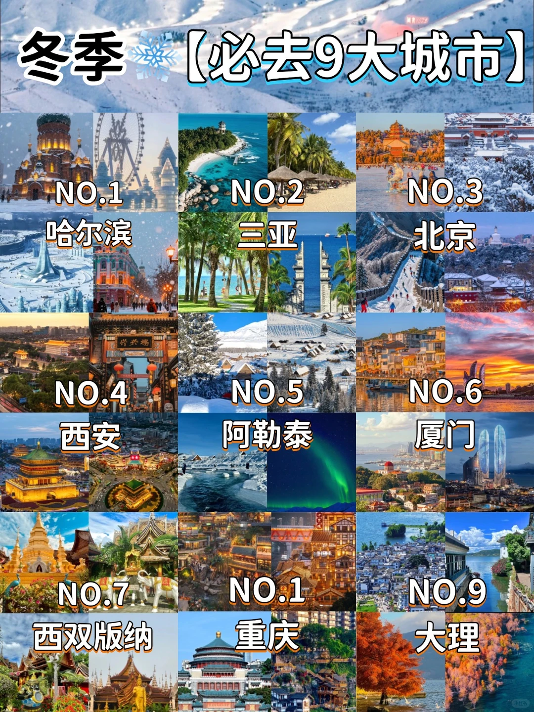 冬季❄️必去9座城市，让你看到不一样的冬