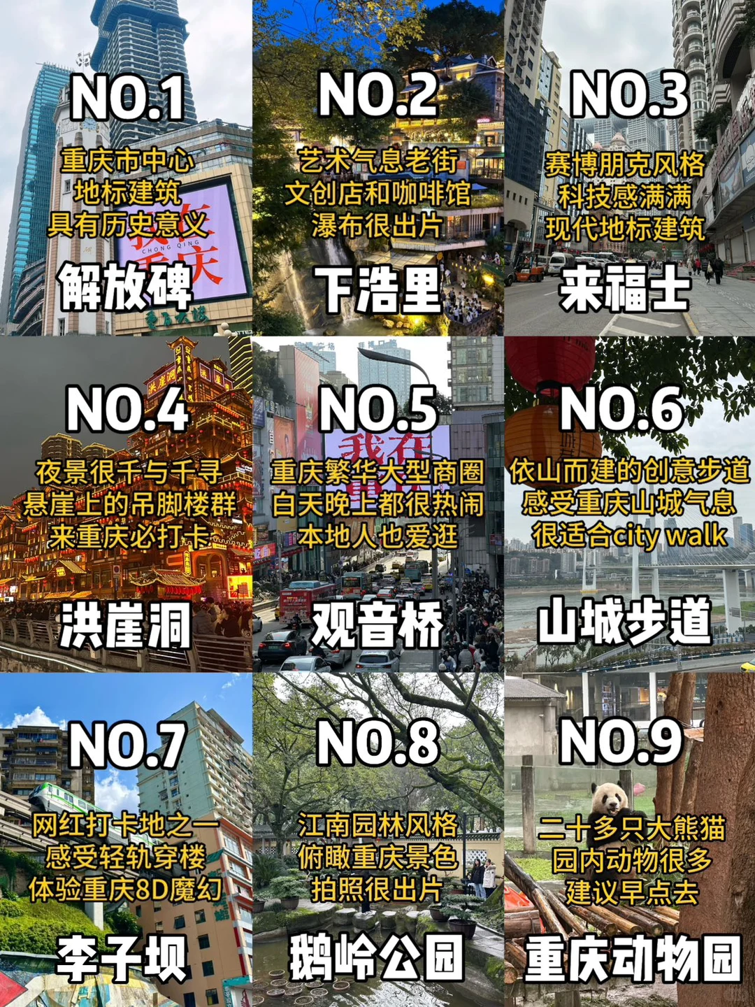 来重庆一定要去的9️⃣大景点，抄作业！！