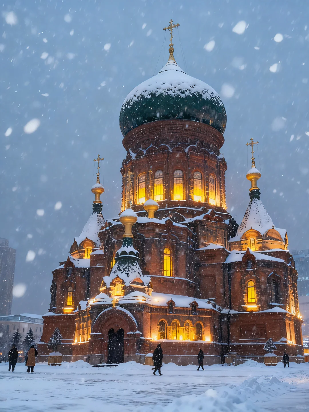 立冬哈尔滨索菲亚中央大街超美雪景