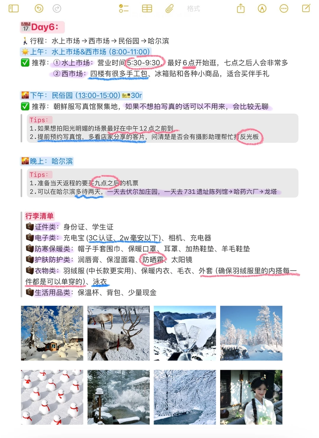 本J人对自己做的哈尔滨旅游攻略甚是满意