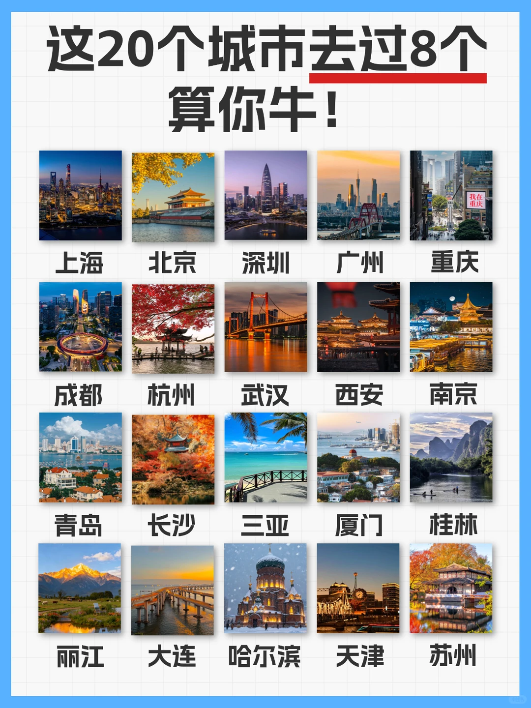 听说这20个城市，打卡8个以上就是旅游达人