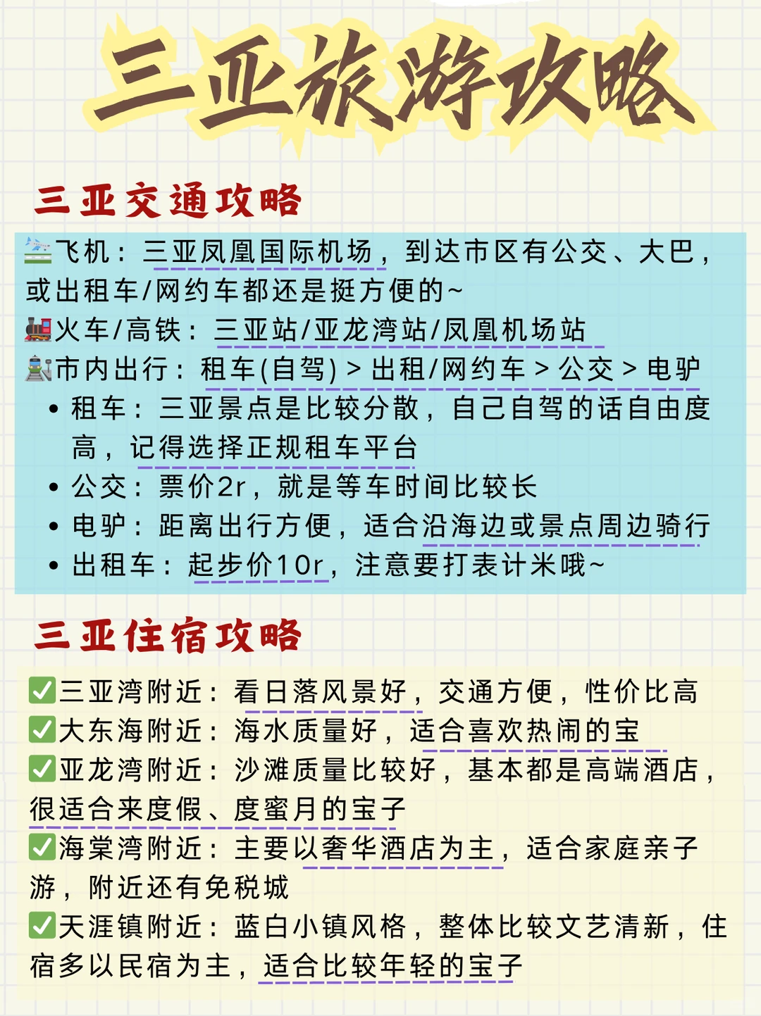 三亚3日游保姆级旅游攻略‼️手绘版😭