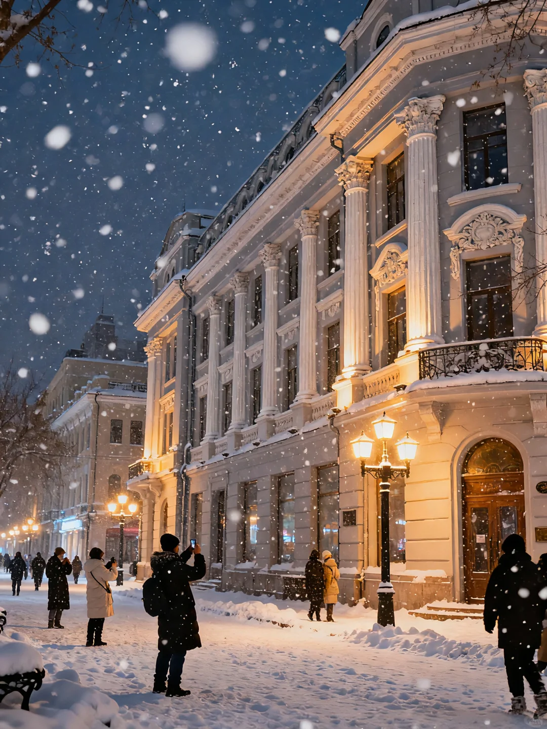 立冬哈尔滨索菲亚中央大街超美雪景