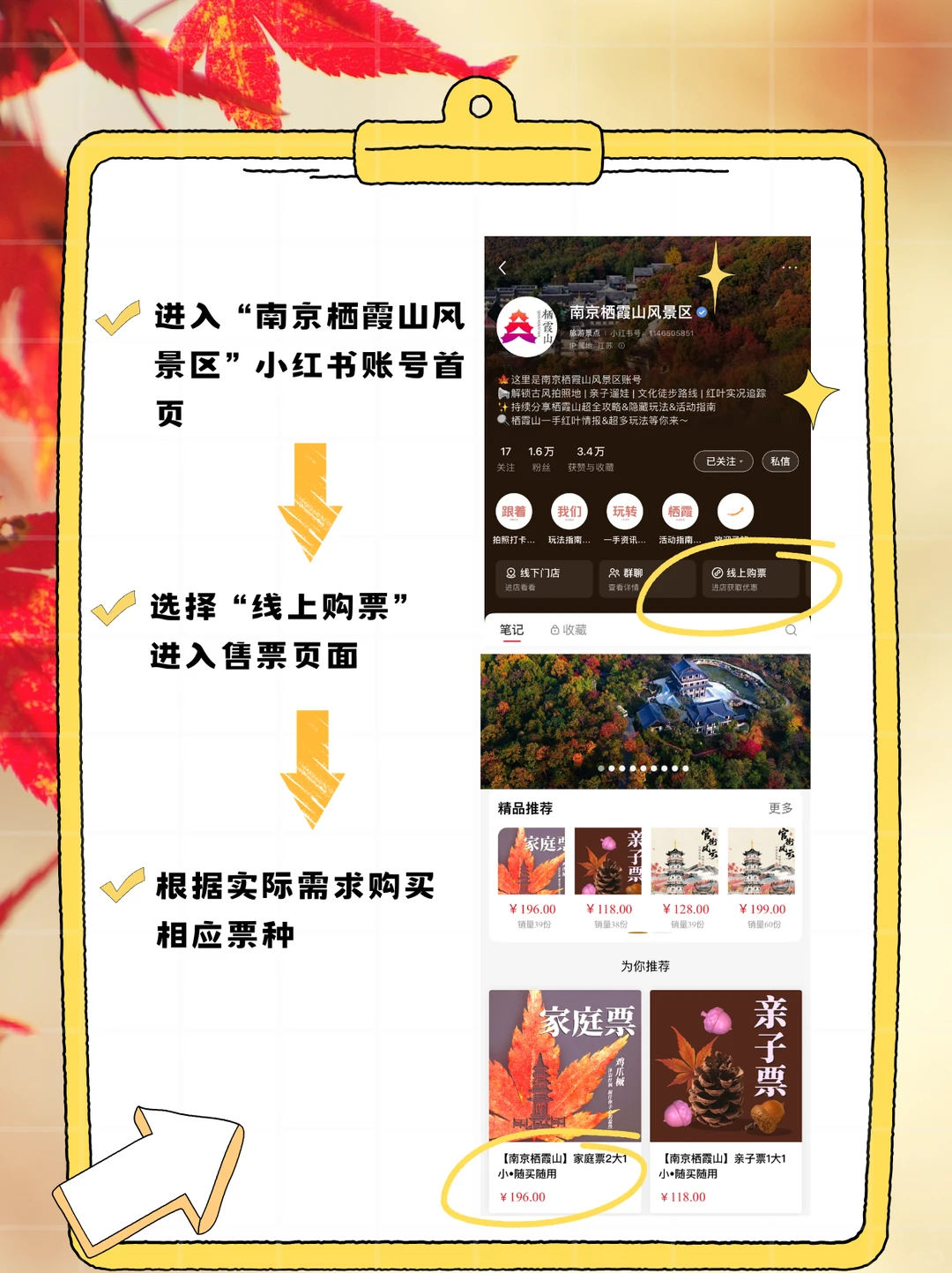 🍁 速码！栖霞山小红书购票通道开启 🔓