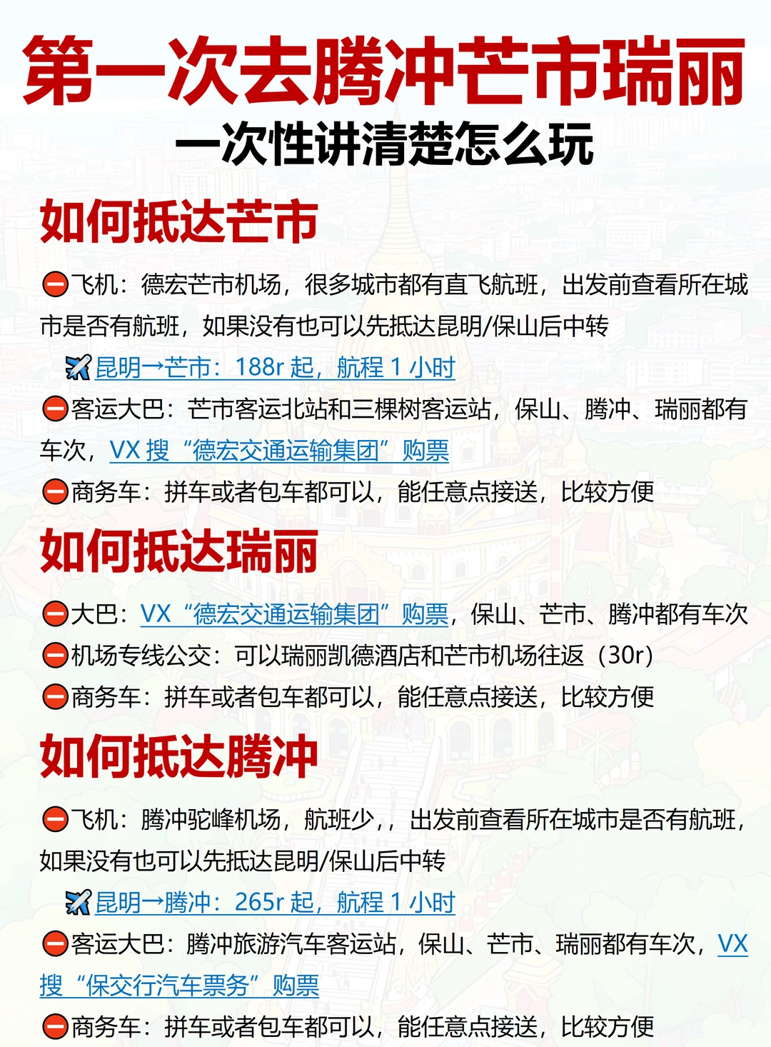 终于有人把腾冲芒市瑞丽旅游说明白了！！