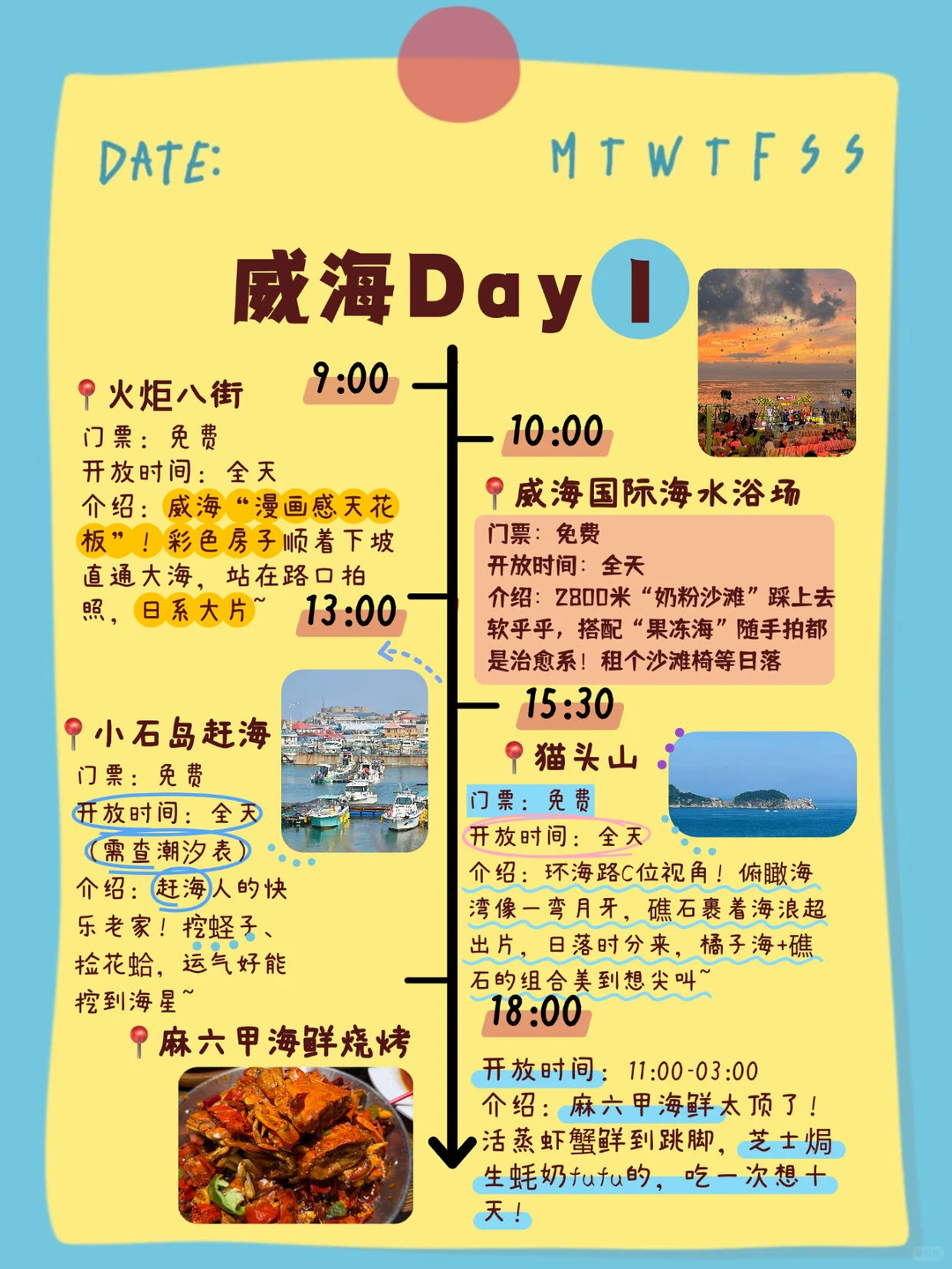 冬天去威海旅游❄️ 整理的手帐攻略（自用版）