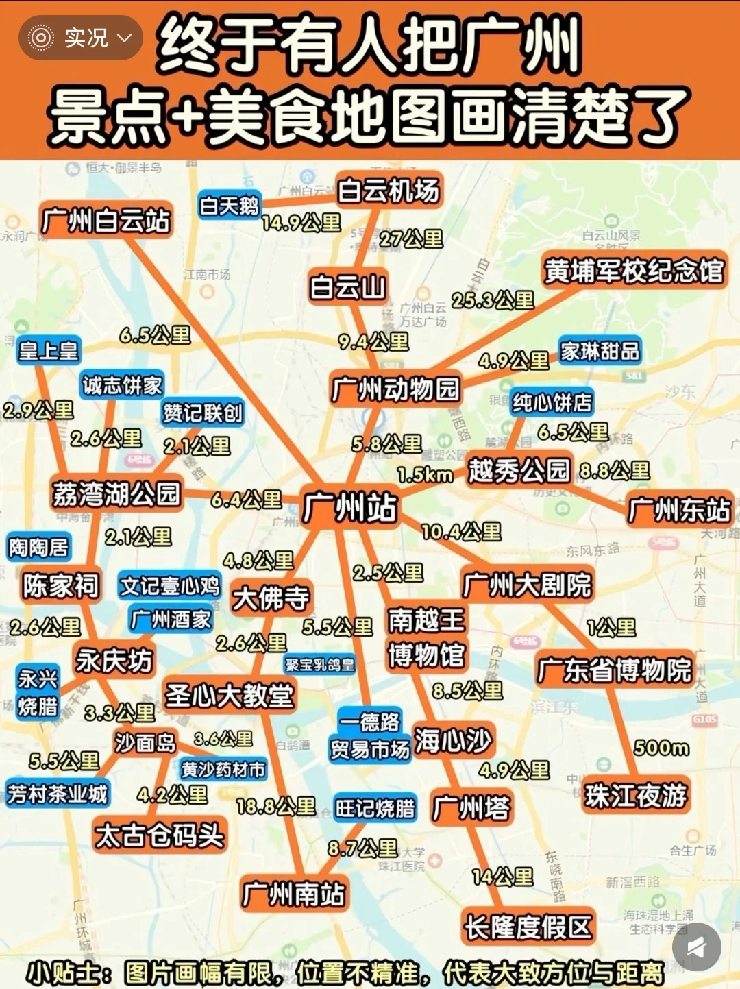 广州旅游，终于有人把景点+美食地图画清楚