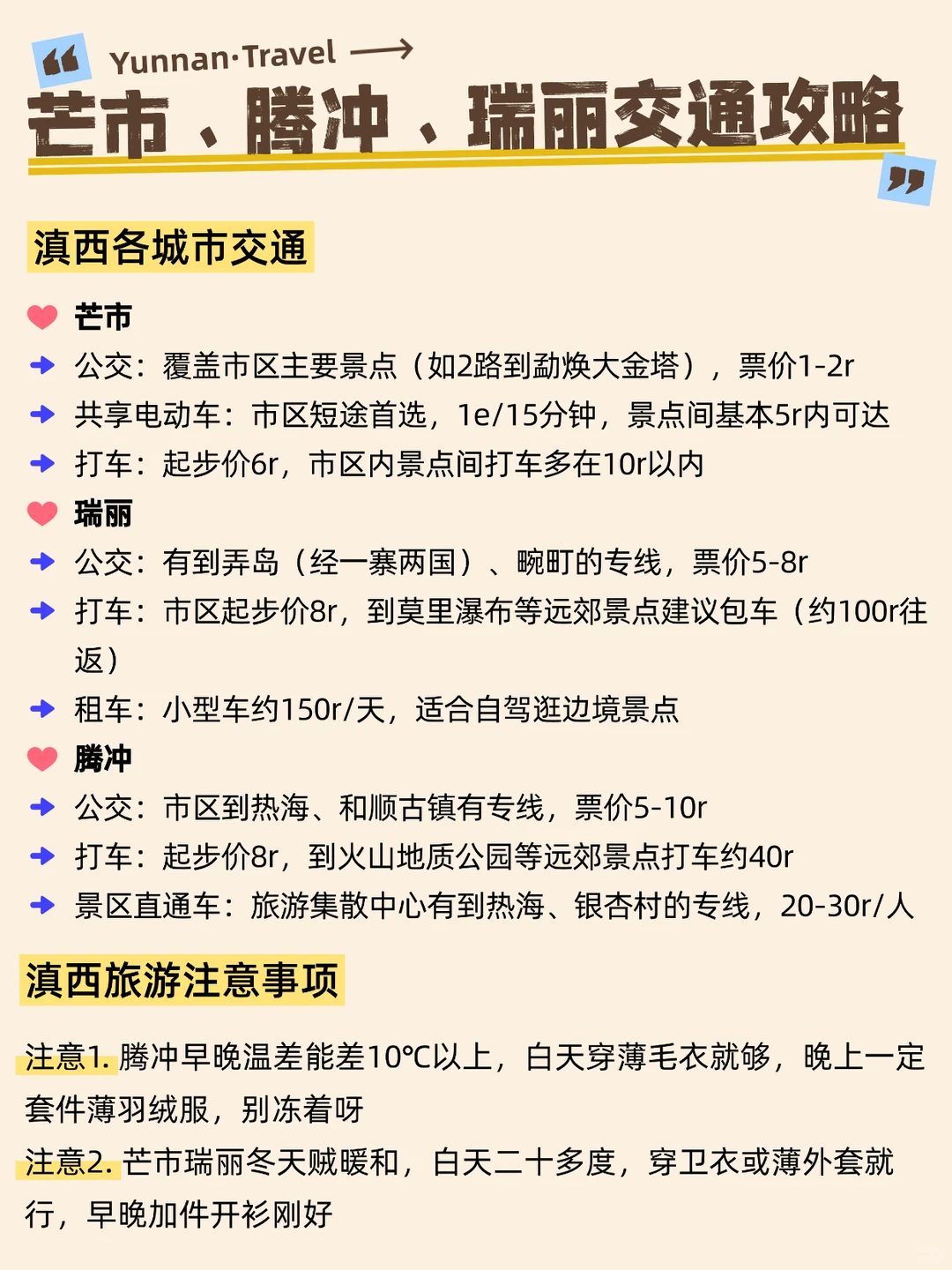 一图看懂✅云南滇西详细旅游攻略（收藏版）