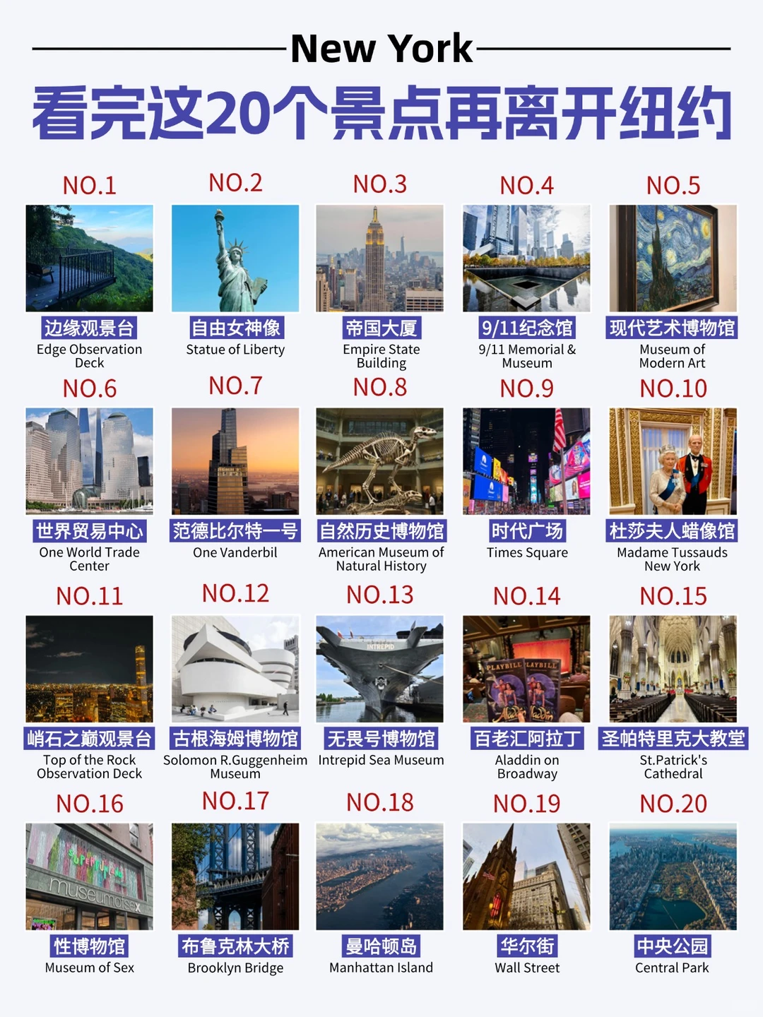 人生建议：一定看完这20个景点再离开纽约