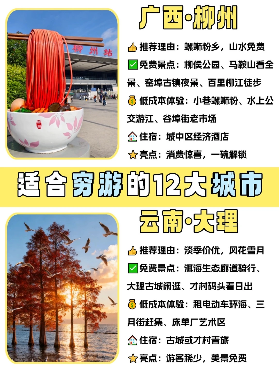 11月返向游，适合穷游低消费的12大城市‼️