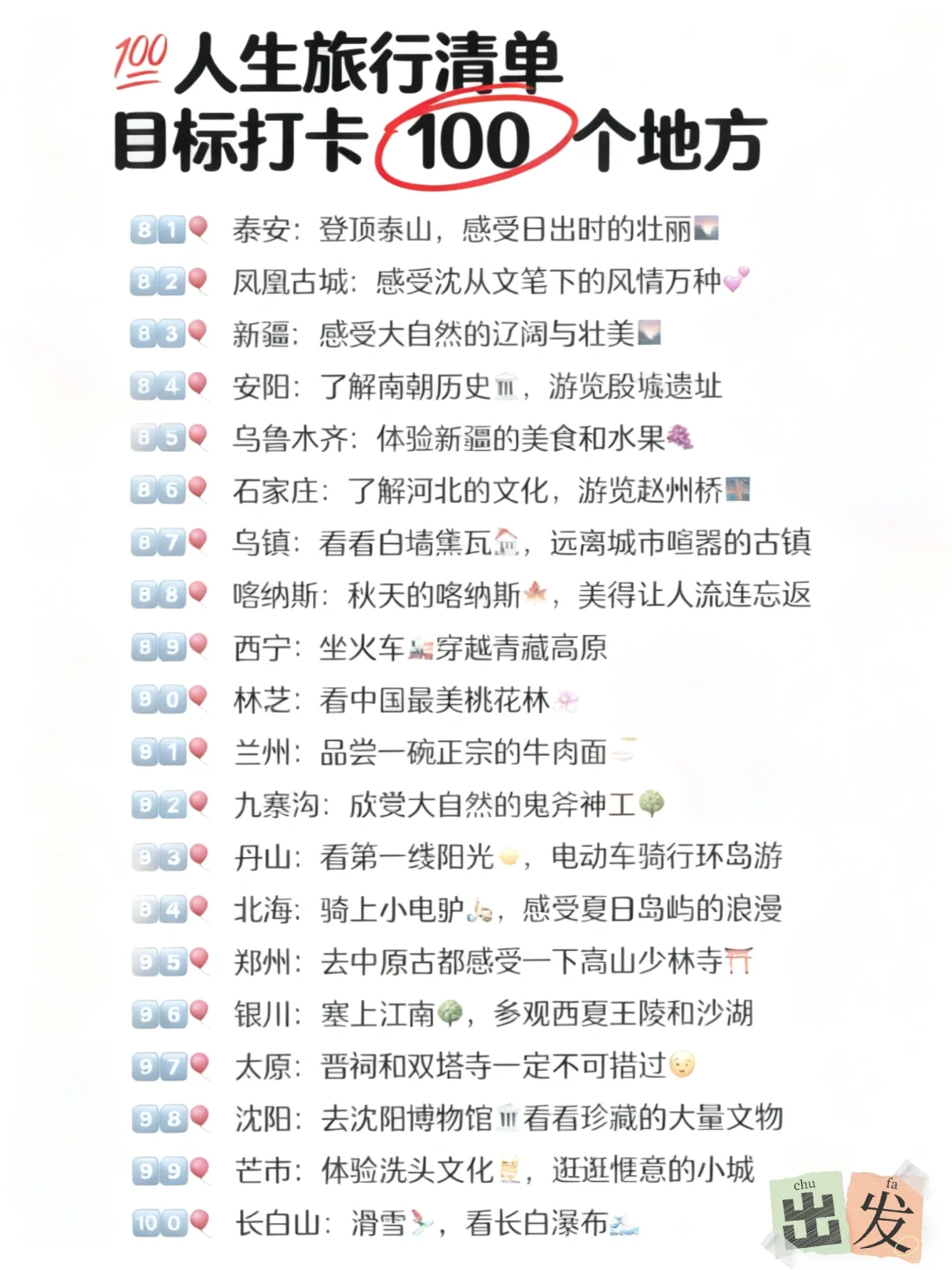 人生必打卡！这100个地方你去过几个？