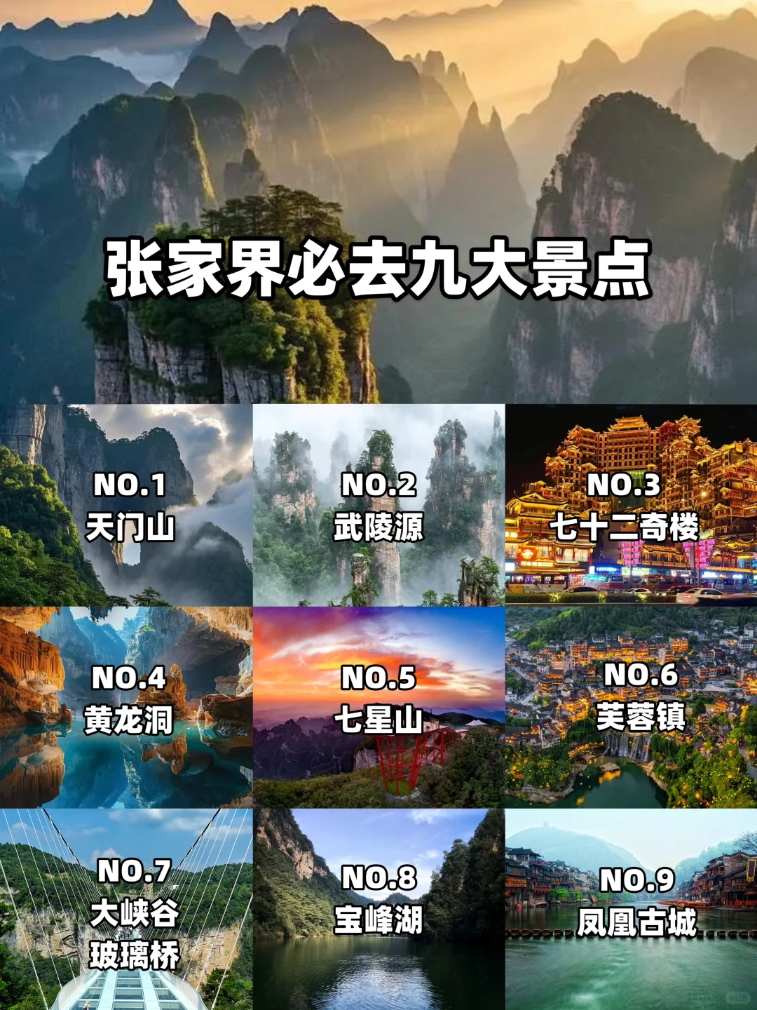 张家界必打卡九大景点‼️旅游前必看攻略❗️