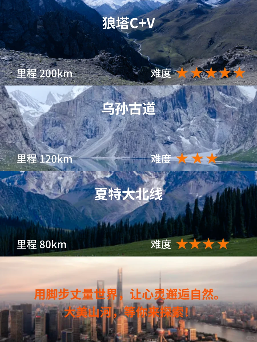 中国50条经典徒步线路推荐