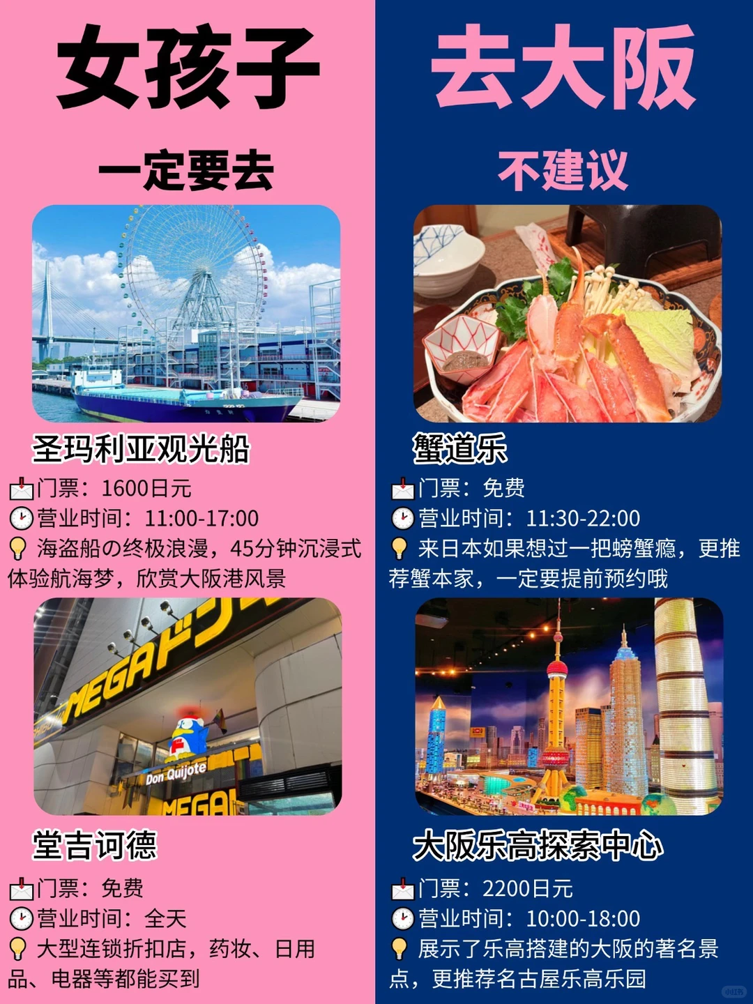 女孩子去大阪旅游｜一定要去🆚不建议去