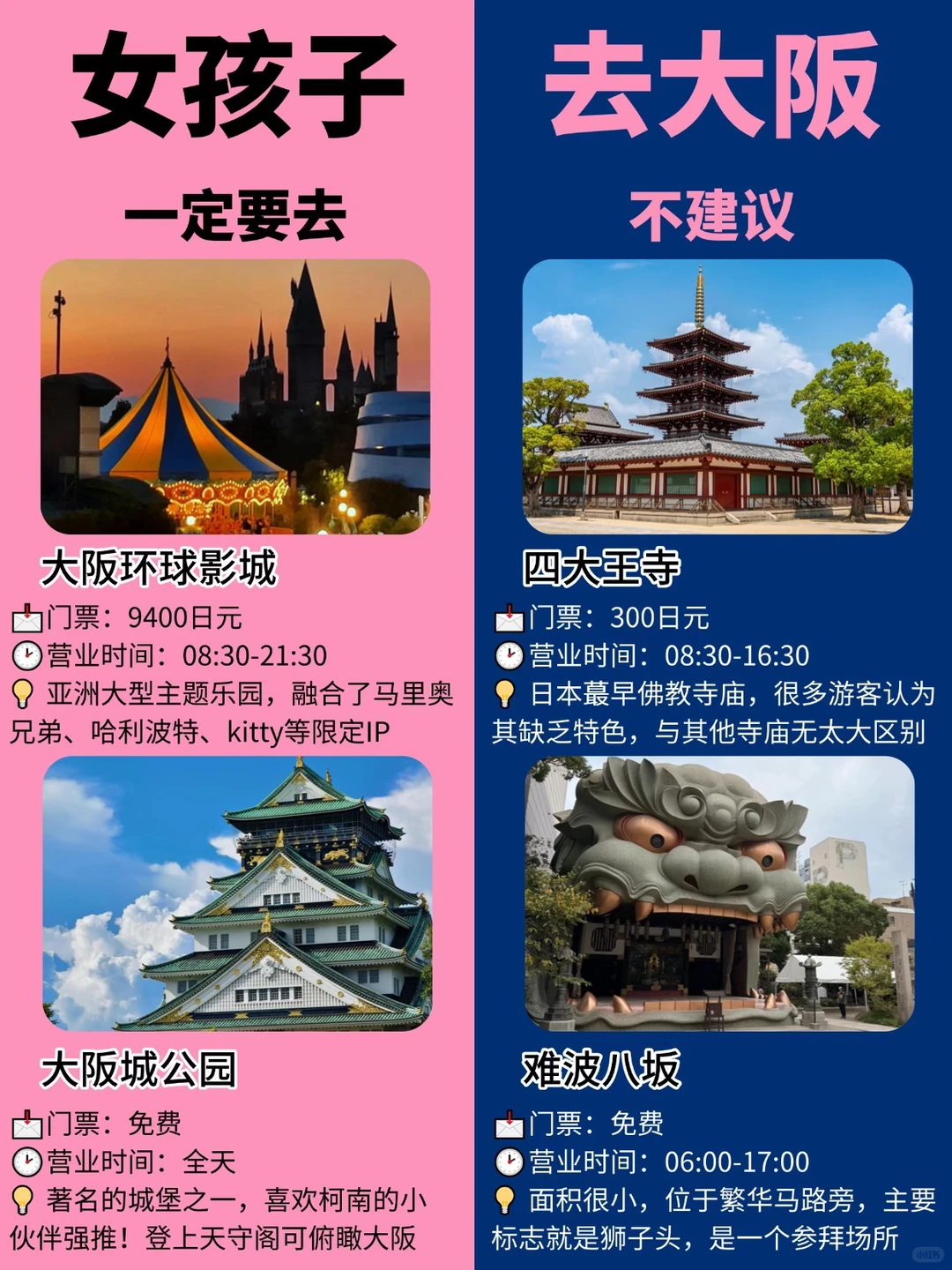 女孩子去大阪旅游｜一定要去🆚不建议去