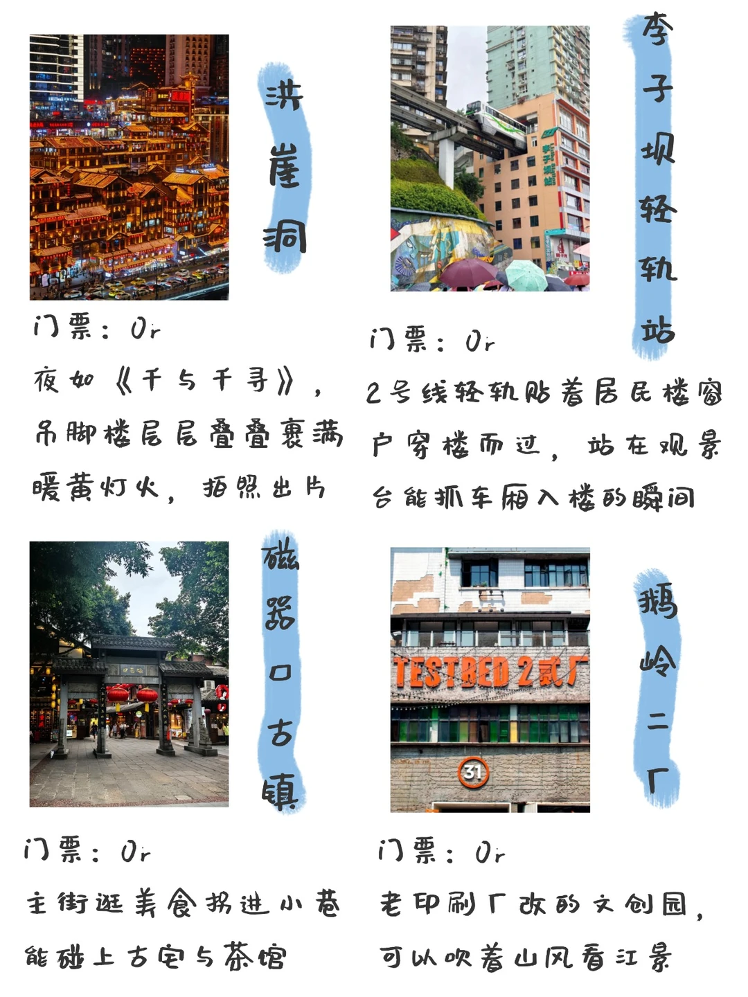 J人整理的重庆旅游攻略（手写版🔥）