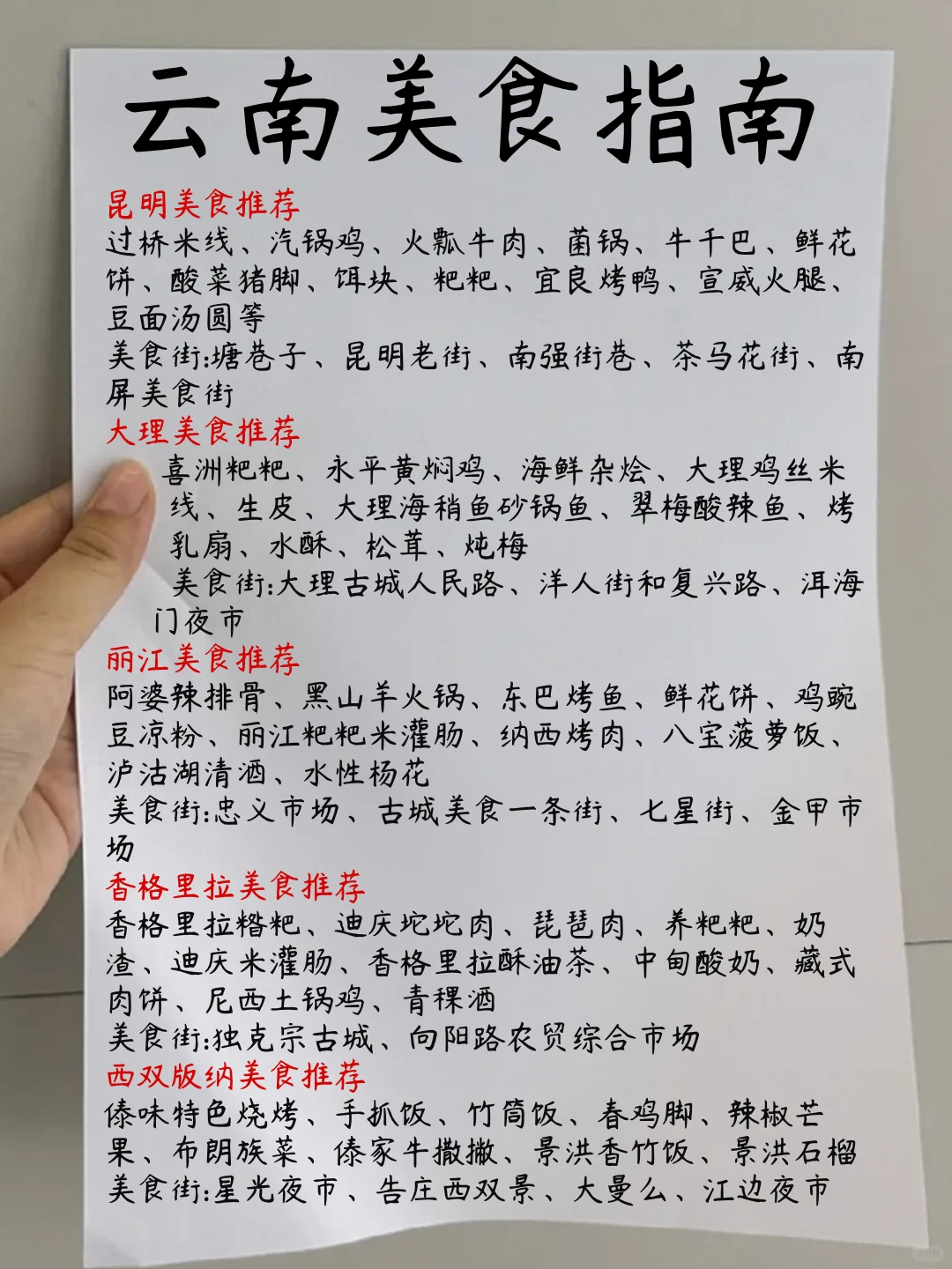 第一次去云南的不绕路行程