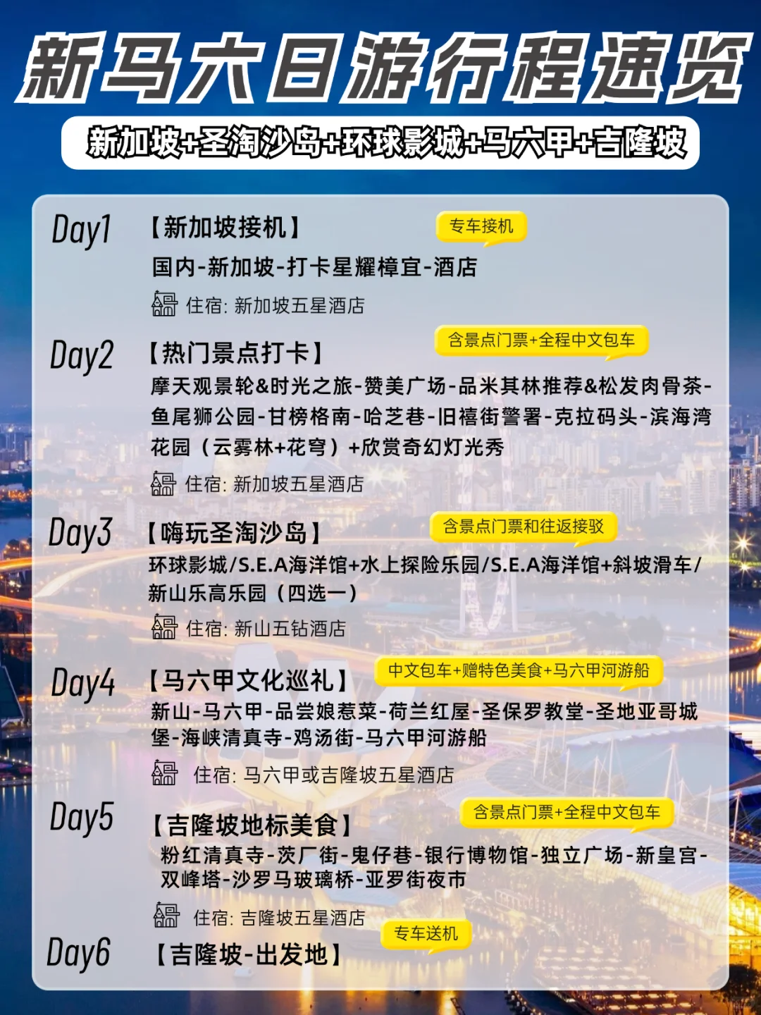 抄作业‼新加坡+马来西亚6天私家团人均6k+