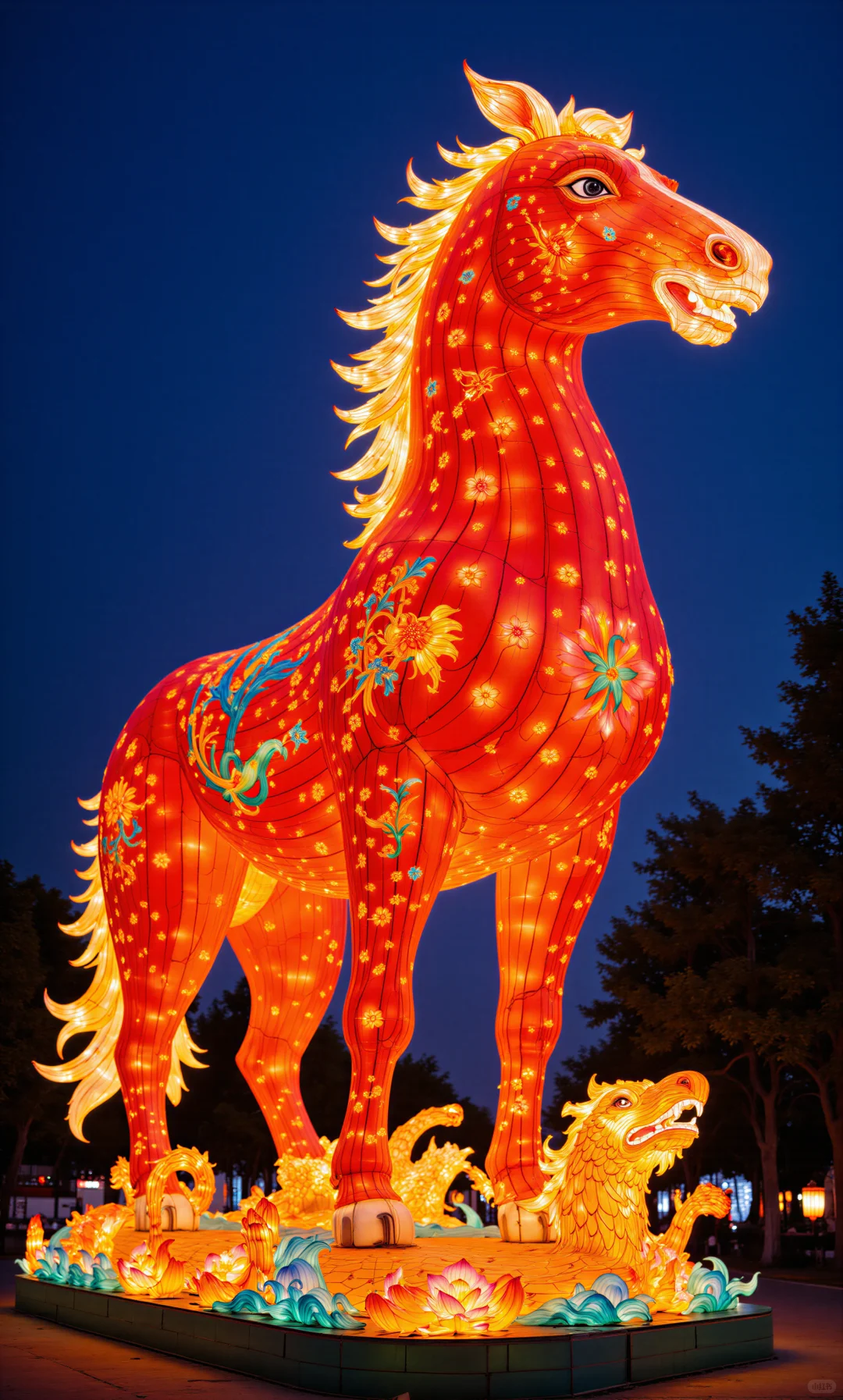 夜赏马灯添喜色，莲开福至万事兴