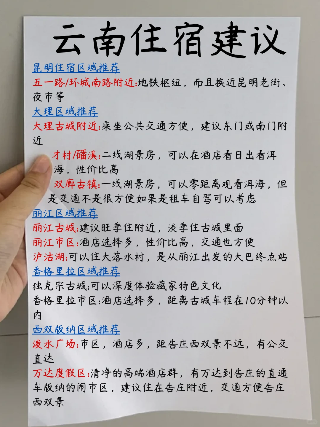 第一次去云南的不绕路行程