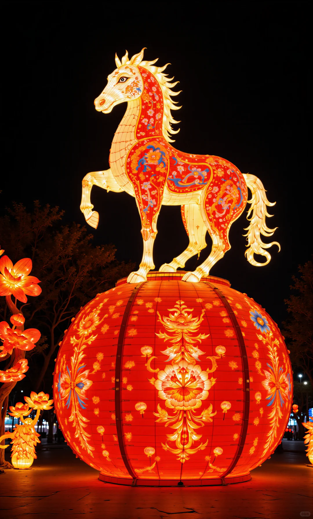 夜赏马灯添喜色，莲开福至万事兴