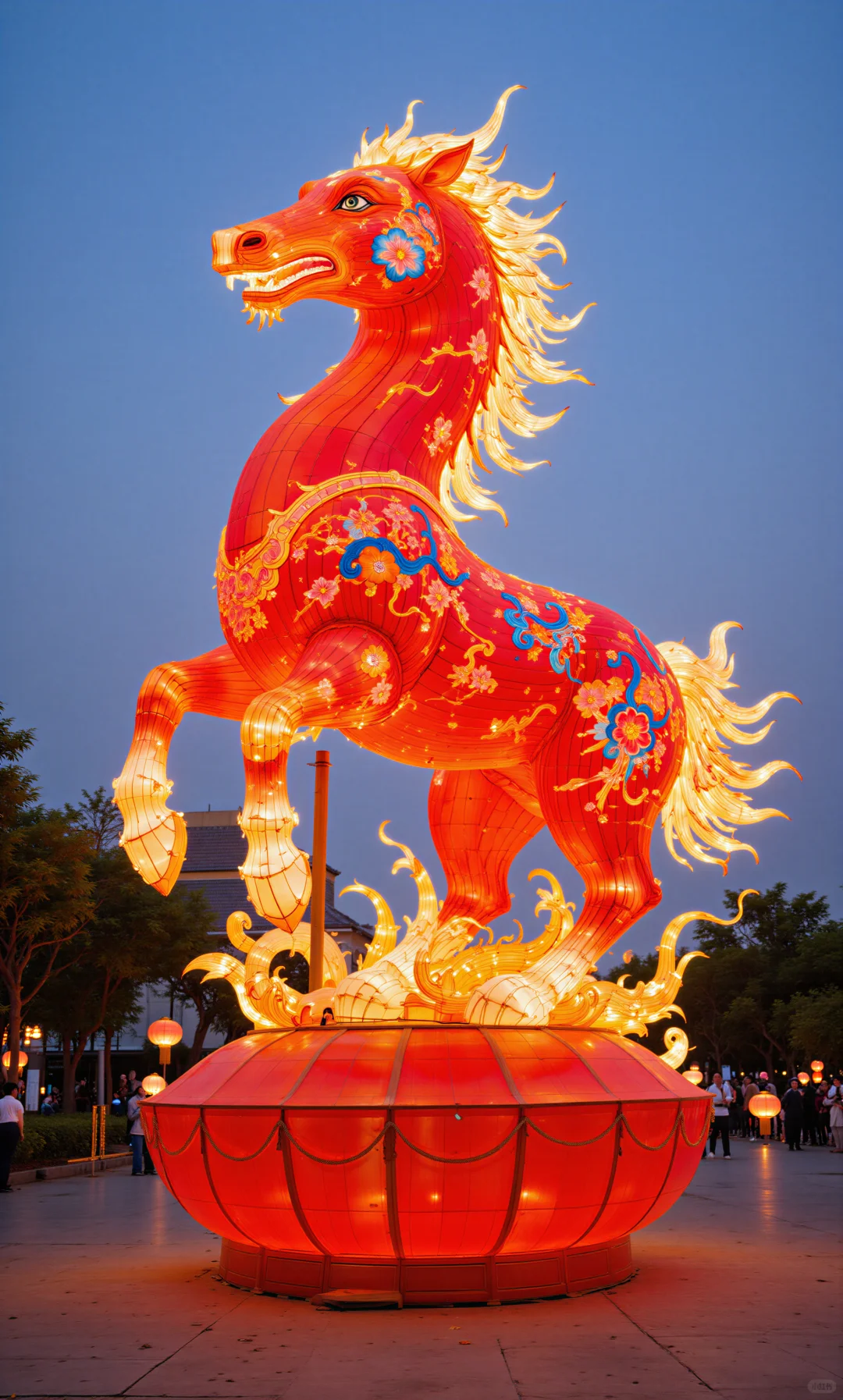 夜赏马灯添喜色，莲开福至万事兴