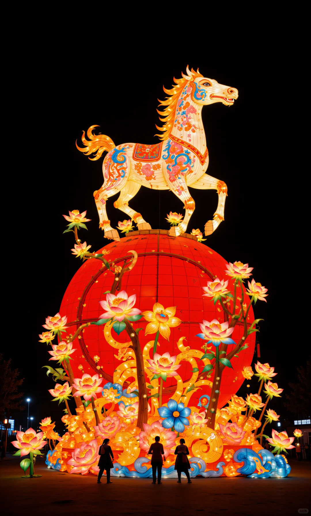 夜赏马灯添喜色，莲开福至万事兴