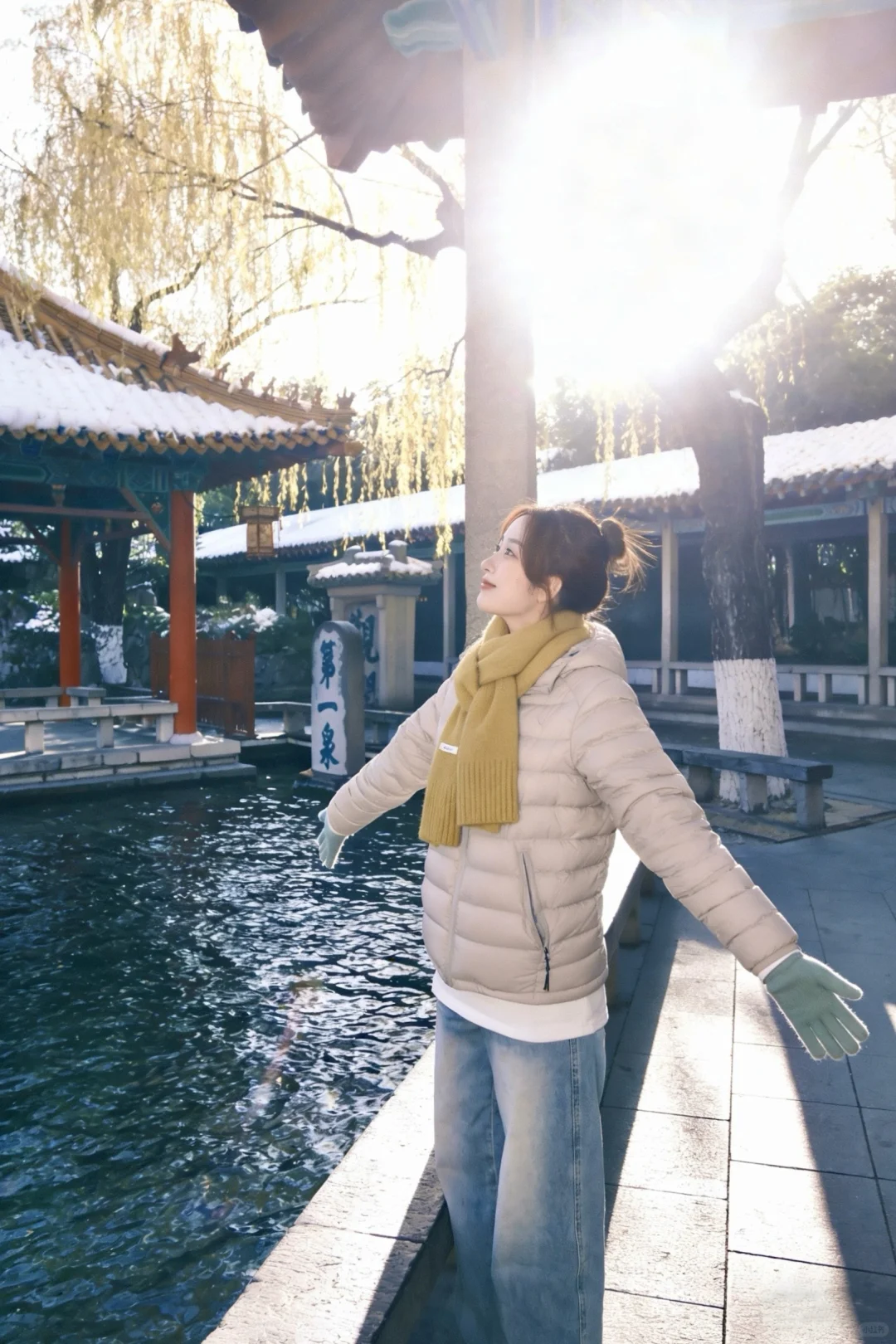 济南初雪后的趵突泉❄️富士和趵突泉太配了！